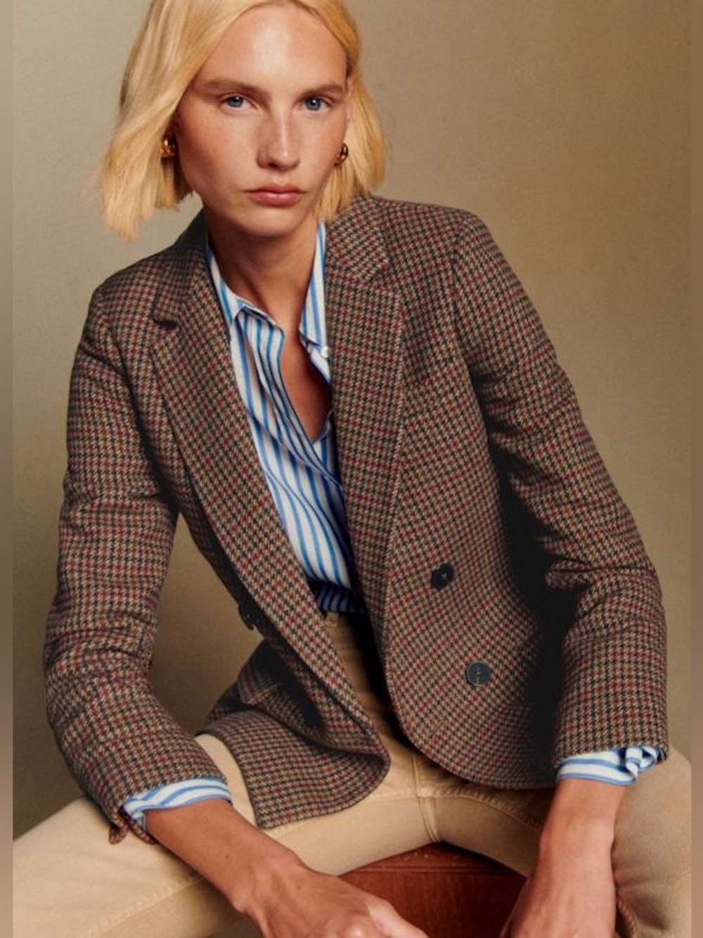 Sézane Christie Jacket in Brown Houndstooth FR 40 / US 8 - Picture 2 of 16